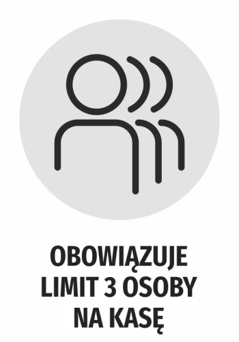 Naklejka Obowiązuje limit 3 osoby na kasę N486