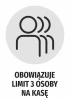 Naklejka Obowiązuje limit 3 osoby na kasę N486 - Wzór graficzny. Ikona przedstawia trzy sylwetki ludzi w okręgu