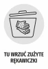 Naklejka Tu wrzuć zużyte rękawiczki - Wzór graficzny. Grafika przedstawia kosz z rękawiczkami