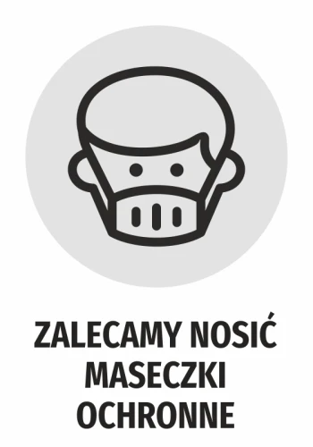 Naklejka Zalecamy nosić maseczki ochronne