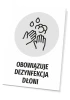 Tabliczka Obowiązuje dezynfekcja dłoni T481 - Wzór graficzny. Grafika przedstawia dwie dłonie pod strumieniem wody z mydłem
