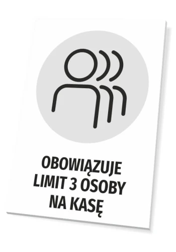 Tabliczka T486, Obowiązuje limit 3 osoby na kasę