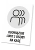 Tabliczka T486, Obowiązuje limit 3 osoby na kasę - Wzór graficzny. Grafika przedstawia sylwetki trzech osób w okręgu