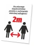 Tabliczka T478 Zachowaj odstęp 2m - Wzór graficzny. Dwie sylwetki ludzi z odstępem 2m, tekst w czerni na białym tle