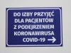 Naklejka Do izby przyjęć dla pacjentów z podejrzeniem koronawirusa COVID-19 N470 - Wzór graficzny. Niebieskie tło z białym