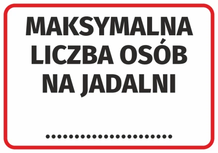 Naklejka Maksymalna liczba osób na jadalni