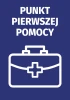 Naklejka Punkt pierwszej pomocy N517 - Wzór graficzny. Na ciemnoniebieskim tle znajduje się biały rysunek apteczki
