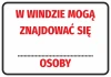 Naklejka W windzie mogą znajdować się ...... osoby - Wzór graficzny. Duży, czerwony tekst na białym tle