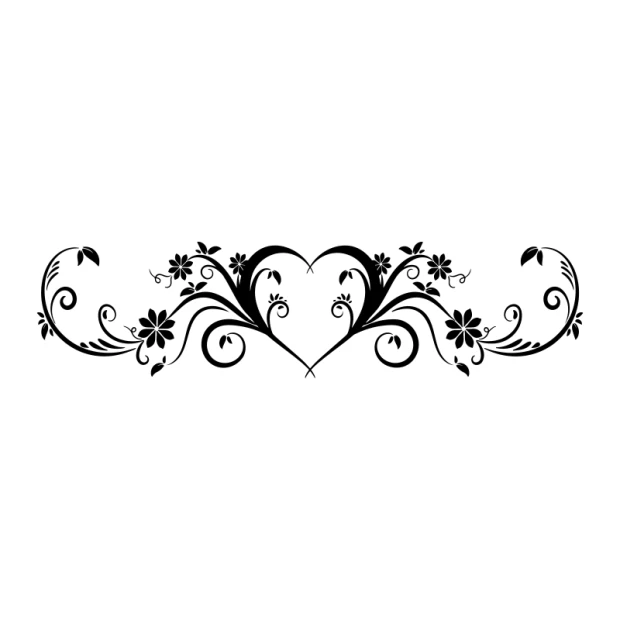 Szablon na ścianę ornament serce 2524 - Wzór graficzny. Wzór składa się z symetrycznych serc otoczonych spiralnymi liniami