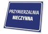Tabliczka Przymierzalnia nieczynna - Wzór graficzny. Prostokątna tabliczka z niebieskim tłem i białym tekstem