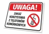 Tabliczka Zakaz korzystania z telefonów komórkowych T529 - Wzór graficzny. Czerwony prostokąt z białym napisem i symbolem