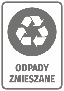 Naklejka na kosz Odpady zmieszane - Wzór graficzny. Grafika przedstawia symbol recyklingu z napisem ODPADY ZMIESZANE