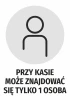Naklejka Przy kasie może znajdować się tylko 1 osoba - Wzór graficzny. Okrągła forma z ikoną postaci na szarym tle
