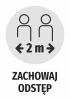 Naklejka Zachowaj odstęp 2m N531 - Wzór graficzny. Dwie sylwetki ludzi z oznaczeniem odległości 2 m oraz strzałkami