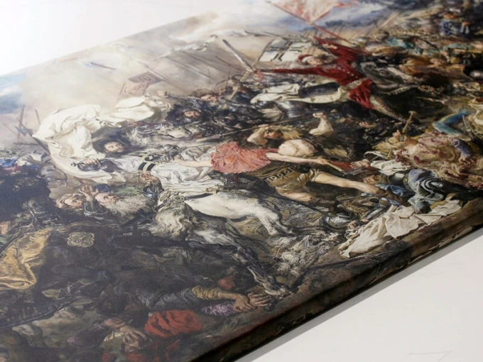 Reprodukcja obrazu Bitwa pod Grunwaldem - Jan Matejko - Wzór graficzny. Obraz przedstawia dynamiczną scenę bitwy