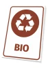 Tabliczka na kosz Bio - Wzór graficzny. Okrągły symbol recyklingu w brązowym kolorze z napisem BIO