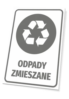 Tabliczka na kosz Odpady zmieszane - Wzór graficzny. Grafika przedstawia symbol recyklingu w formie strzałek