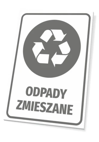 Tabliczka na kosz Odpady zmieszane - Wzór graficzny. Grafika przedstawia symbol recyklingu w formie strzałek