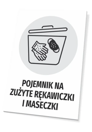 Tabliczka Pojemnik na zużyte rękawiczki i maseczki
