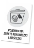 Tabliczka Pojemnik na zużyte rękawiczki i maseczki - Wzór graficzny. Grafika przedstawia pojemnik z rękawiczkami