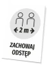 Tabliczka T531 Zachowaj odstęp 2m - Wzór graficzny. Okrągły kształt z dwoma sylwetkami ludzi i strzałkami wskazującymi