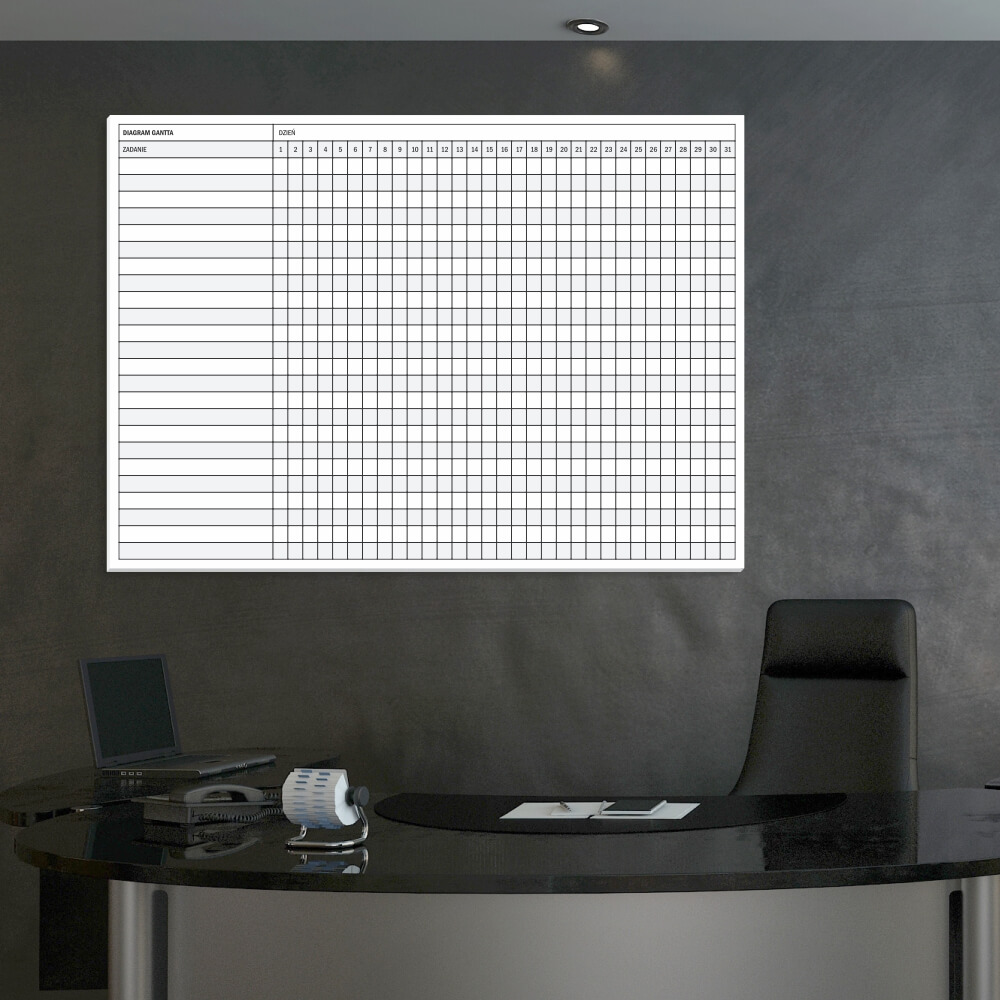 Magnetyczna suchościeralna tablica diagram Gantta 074 podział na dni miesiąca