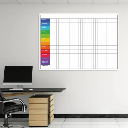 Magnetyczna tablica suchościeralna lean 049 planer roczny angielski