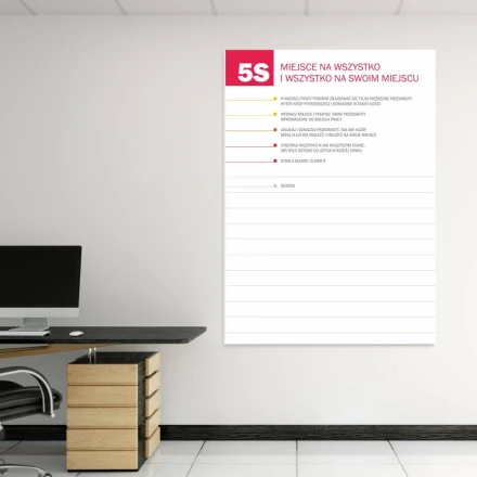 Magnetyczna tablica suchościeralna lean 5S 063 z notatnikiem