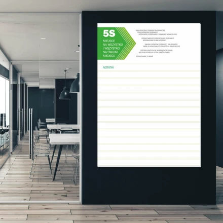 Magnetyczna tablica suchościeralna lean 5S 064 z notatnikiem