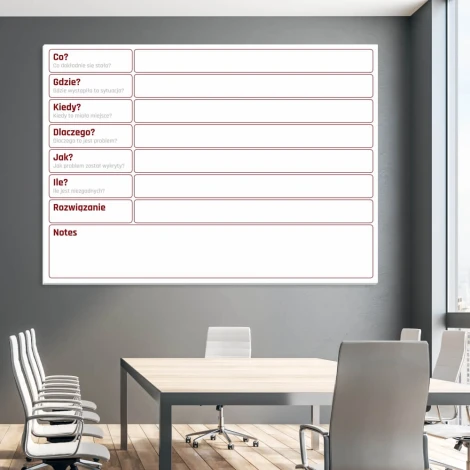 Tablica rozwiązywania problemów, magnetyczna suchościeralna lean 134 - Aranżacja w biurze. Ściany w odcieniu szarości