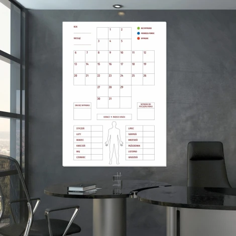 Krzyż bezpieczeństwa tablica magnetyczna suchościeralna lean 121 - Aranżacja w biurze. Ściany w odcieniu szarości