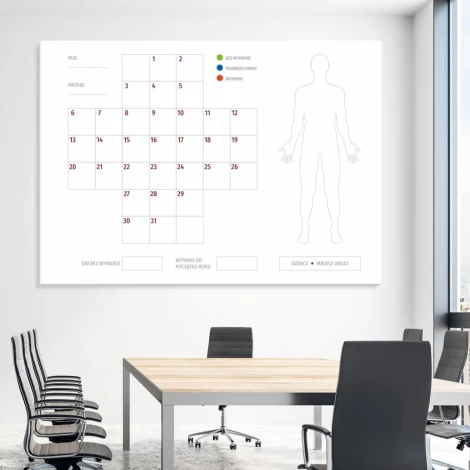 Krzyż bezpieczeństwa tablica suchościeralna Lean 120 - Aranżacja w biurze. Ściany w jasnym kolorze, nowoczesne meble