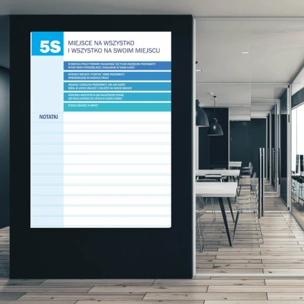 Tablica suchościeralna lean zasady 5S z notatnikiem 065