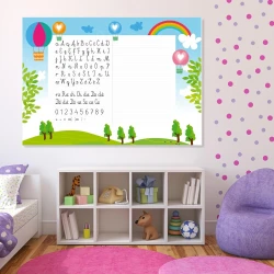 Tablica dla dzieci nauka pisania suchościeralna EDU 048 - Aranżacja w pokoju dziecięcym. Ściany w jasnych kolorach, meble