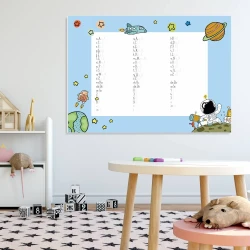 Tablica dla dzieci nauka pisania suchościeralna kosmos EDU 053 - Aranżacja w pokoju dziecięcym. Ściany w jasnych kolorach