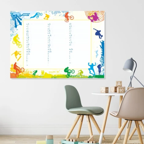 Nauka pisania tablica suchościeralna magnetyczna 020 - Aranżacja w pokoju dziecięcym. Ściany w jasnych kolorach