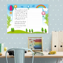 Tablica dla dzieci nauka pisania suchościeralna magnetyczna EDU 048 - Aranżacja w pokoju dziecięcym. Ściany w jasnym kolorze