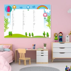 Tablica dla dzieci nauka pisania suchościeralna magnetyczna EDU 049 - Aranżacja w pokoju dziecięcym. Ściany w kolorze