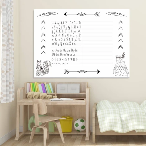 Tablica dla dzieci nauka pisania suchościeralna magnetyczna EDU 060 - Aranżacja w pokoju dziecięcym. Ściany w jasnych