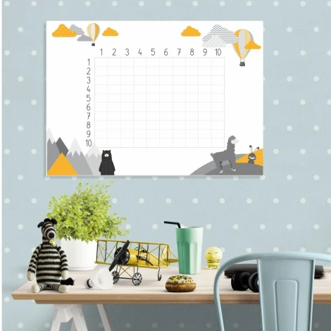 Tablica dla dzieci suchościeralna tabliczka mnożenia magnetyczna EDU 055 - Aranżacja w pokoju dziecięcym. Ściany w jasnym