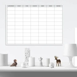 Tablica suchościeralna 038 plan tygodnia w minimalistycznym stylu, idealna do nowoczesnego biura lub