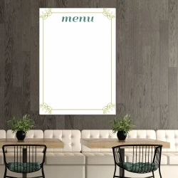 Tablica suchościeralna magnetyczna 030 menu - Aranżacja w kawiarni. Ściany w odcieniach brązu, meble w jasnych kolorach
