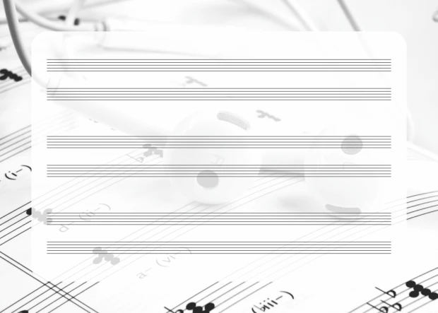 Tablica suchościeralna magnetyczna pięciolinia EDU 041 - Wzór graficzny. Na białym tle widoczne są pięciolinie
