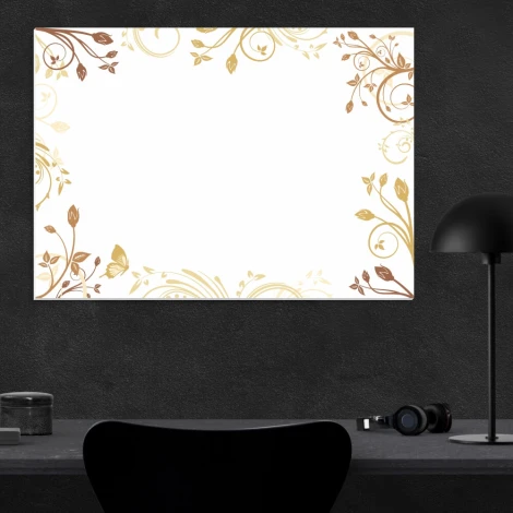 Tablica suchościeralna 014 - Wzór graficzny. Grafika z motywami roślinnymi w odcieniach brązu i złota