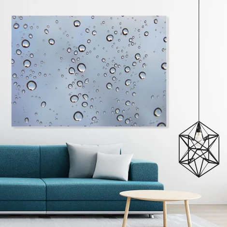 Tablica suchościeralna 01X 067 krople - Aranżacja w nowoczesnym pokoju. Ściany w jasnym kolorze, meble w odcieniach