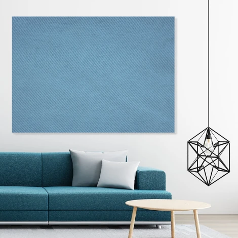 Tablica suchościeralna 157 jeans - Aranżacja w nowoczesnym salonie. Ściany w jasnym kolorze, meble w odcieniach niebieskiego