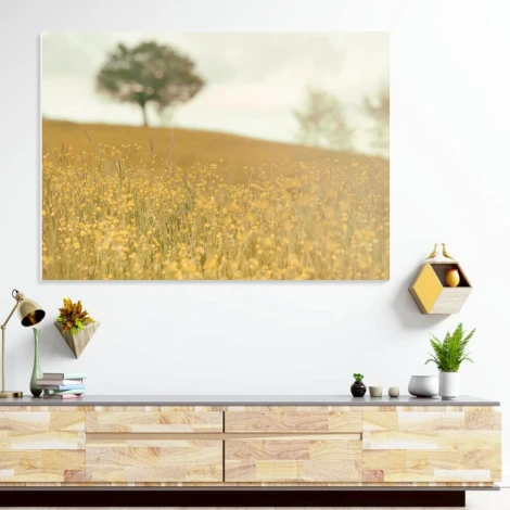 Tablica suchościeralna 193 pejzaż - Aranżacja w biurze. Meble w odcieniach drewna, ściany w jasnym kolorze