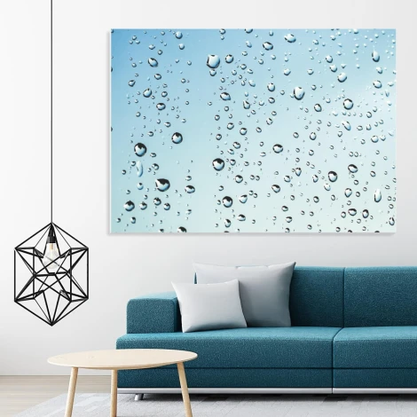 Tablica suchościeralna 197 krople wody - Aranżacja w nowoczesnym salonie. Ściany w jasnym kolorze, meble w odcieniach