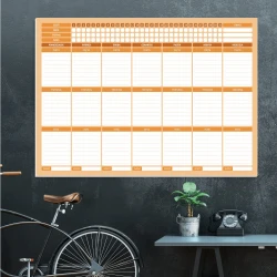 Tablica suchościeralna fitness treningowa planer 258 - Aranżacja w biurze. Ściany w ciemnym kolorze, minimalistyczne meble