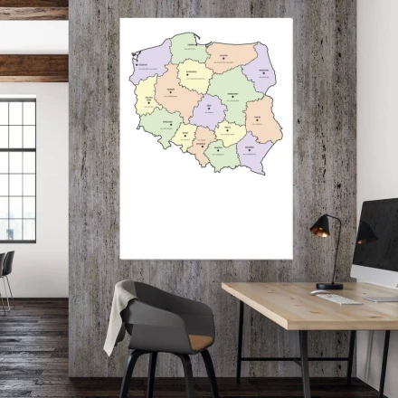 Tablica suchościeralna mapa Polski z podziałem na województwa 238